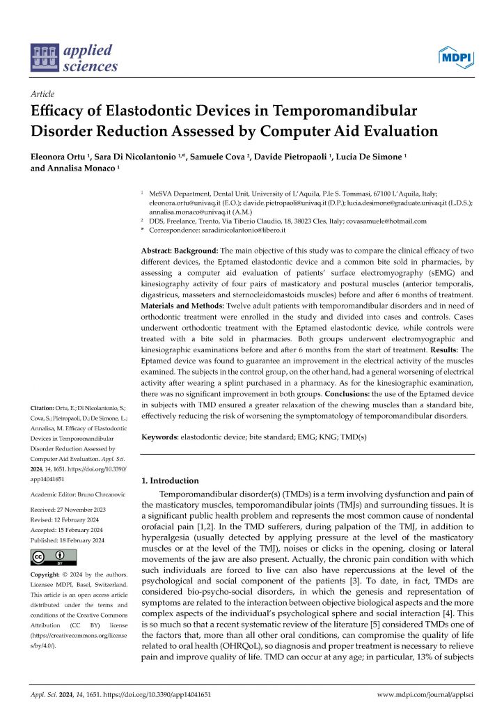 Efficacy of Elastodontic Devices in Temporomandibular Disorder Reduction Assessed by Computer-Aid Evaluation